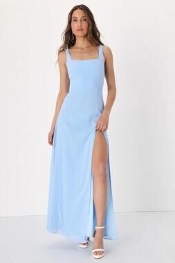 NWT Lulus Remarkable Arrival Powder Blue Sleeveless Maxi Dress Bridesmaid Sz M